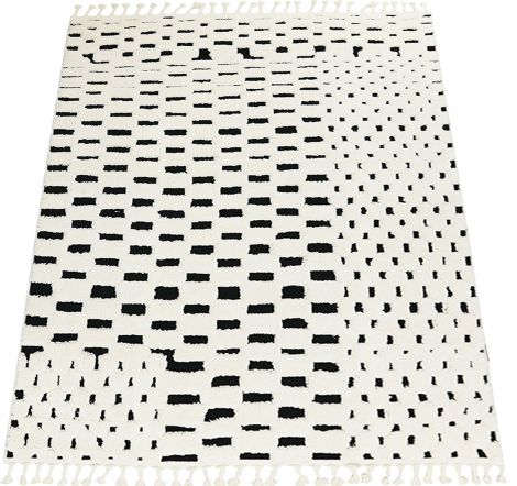 NOWOCZESNY GEOMETRYCZNY DYWAN BIAŁO CZARNY