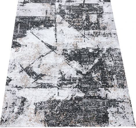 NOWOCZESNY DYWAN OMAN PRZECIERANY SZARY - MIĘKKI I TRWAŁY