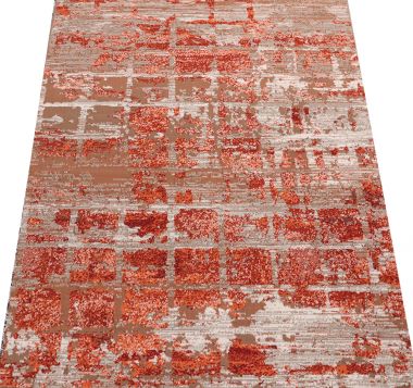 MODNY NOWOCZESNY DYWAN  MARMURKOWY - CZERWONY