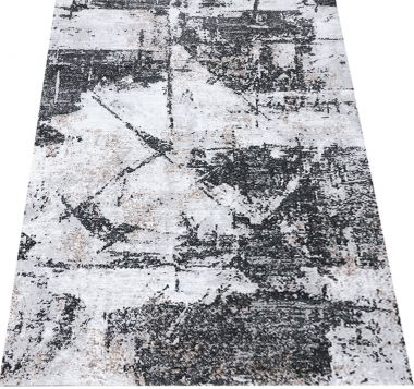 NOWOCZESNY DYWAN OMAN PRZECIERANY SZARY - MIĘKKI I TRWAŁY