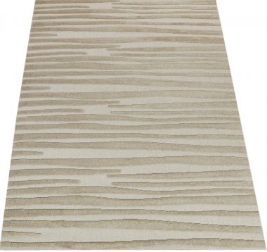 NOWOCZESNY DWUPOZIOMOWY BEŻOWY DYWAN POŁĄCZENIE ELEGANCJI I WYGODY