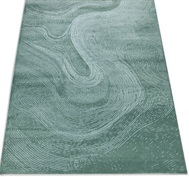 NOWOCZESNY ZIELONY DYWAN FALE BRANCO